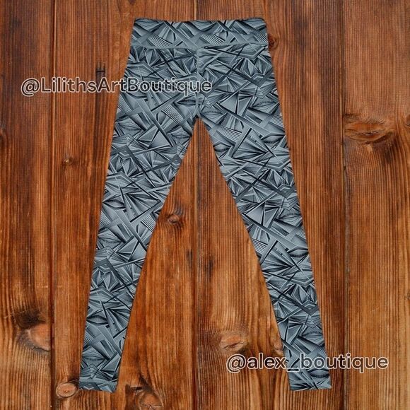 Zumba Dazzle Me Smoke Gray Geometric Print Leggings Size S (E004) - Picture 4 of 7